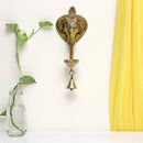  Ethnic Ganesh ji Design Wall Mount Hanging 5 Oil Wick Lamp Bells Diya Diyas antique brass decor Diwali Dipawali Festival gift gifts God gold golden home item items love luck pooja puja room Vastu wealth