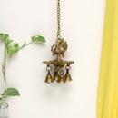  Ethnic peacock Design Hanging Chain 4 Oil Wick Lamp Bells Diya Diyas antique brass decor Diwali Dipawali Festival gift gifts God gold golden home item items love luck pooja puja room Vastu wealth