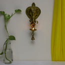  Ethnic Ganesh ji Design Wall Mount Hanging 5 Oil Wick Lamp Bells Diya Diyas antique brass decor Diwali Dipawali Festival gift gifts God gold golden home item items love luck pooja puja room Vastu wealth