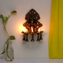  Ethnic Ganesh ji Design Wall Mount Hanging 5 Oil Wick Lamp Bells Diya Diyas antique brass decor Diwali Dipawali Festival gift gifts God gold golden home item items love luck pooja puja room Vastu wealth