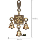 Brass OM Bells - intricately designed brass bells in the shape of the sacred Om symbol, golden finish, decorative home accent, emits a soothing and resonant sound, perfect for creating a calming and spiritual ambiance, ideal for meditation, yoga, and spiritual practices, symbolizes unity and divine energy, enhances the atmosphere with positive vibrations, a meaningful addition to your collection of brass artifacts