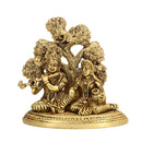 Brass God Radha Krishna Ji - intricately designed brass statue featuring Lord Krishna and Radha, golden finish, divine and eternal divine couple, perfect for home decor and spiritual spaces, ideal for invoking love, devotion, and divine union, symbolizes divine love, harmony, and transcendence, enhances the spiritual energy and fosters a sense of divine presence, a sacred and cherished addition to your collection of brass sculptures and figurines."