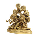 Brass God Radha Krishna Ji - intricately designed brass statue featuring Lord Krishna and Radha, golden finish, divine and eternal divine couple, perfect for home decor and spiritual spaces, ideal for invoking love, devotion, and divine union, symbolizes divine love, harmony, and transcendence, enhances the spiritual energy and fosters a sense of divine presence, a sacred and cherished addition to your collection of brass sculptures and figurines."