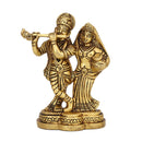 Brass God Radha Krishna Ji - intricately designed brass statue featuring Lord Krishna and Radha, golden finish, divine and eternal divine couple, perfect for home decor and spiritual spaces, ideal for invoking love, devotion, and divine union, symbolizes divine love, harmony, and transcendence, enhances the spiritual energy and fosters a sense of divine presence, a sacred and cherished addition to your collection of brass sculptures and figurines.