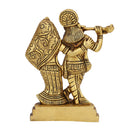Brass God Radha Krishna Ji - intricately designed brass statue featuring Lord Krishna and Radha, golden finish, divine and eternal divine couple, perfect for home decor and spiritual spaces, ideal for invoking love, devotion, and divine union, symbolizes divine love, harmony, and transcendence, enhances the spiritual energy and fosters a sense of divine presence, a sacred and cherished addition to your collection of brass sculptures and figurines."