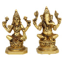 Brass God Lakshmi Ganesha Ji - meticulously designed brass statue featuring Lord Lakshmi and Lord Ganesha, golden finish, auspicious and revered deities, perfect for home decor and spiritual spaces, ideal for invoking blessings, prosperity, and success, symbolizes wealth, wisdom, and divine grace, enhances the spiritual energy and fosters a sense of divine presence, a sacred and blessed addition to your collection of brass sculptures and figurines.