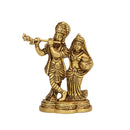 Brass God Radha Krishna Ji - intricately designed brass statue featuring Lord Krishna and Radha, golden finish, divine and eternal divine couple, perfect for home decor and spiritual spaces, ideal for invoking love, devotion, and divine union, symbolizes divine love, harmony, and transcendence, enhances the spiritual energy and fosters a sense of divine presence, a sacred and cherished addition to your collection of brass sculptures and figurines."