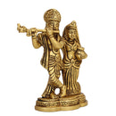 Brass God Radha Krishna Ji - intricately designed brass statue featuring Lord Krishna and Radha, golden finish, divine and eternal divine couple, perfect for home decor and spiritual spaces, ideal for invoking love, devotion, and divine union, symbolizes divine love, harmony, and transcendence, enhances the spiritual energy and fosters a sense of divine presence, a sacred and cherished addition to your collection of brass sculptures and figurines."
