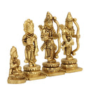 Brass God Ram Darbar - exquisitely crafted brass statue showcasing Lord Ram, Goddess Sita, Lord Lakshmana, and Lord Hanuman, golden finish, divine and revered deities, perfect for home decor and spiritual spaces, ideal for invoking blessings, strength, and righteousness, symbolizes ideal kingship, devotion, and valor, enhances the spiritual energy and fosters a sense of divine presence, a sacred and revered addition to your collection of brass sculptures and figurines."
