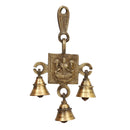 Brass Lakshmi Ganesh Saraswati Bells - exquisitely crafted brass bells featuring the deities Lakshmi, Ganesh, and Saraswati, golden finish, decorative home accent, emits a harmonious and divine sound, perfect for invoking blessings and wisdom, ideal for spiritual practices, rituals, and festive occasions, symbolizes prosperity, success, and knowledge, enhances the ambiance with positive vibrations and divine energy, a sacred and auspicious addition to your collection of brass artifacts.