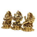 Brass God Lakshmi Ganesh Saraswati Ji - intricately crafted brass statue featuring Lord Lakshmi, Lord Ganesha, and Goddess Saraswati, golden finish, divine and auspicious deities, perfect for home decor and spiritual spaces, ideal for invoking blessings, prosperity, wisdom, and creativity, symbolizes wealth, intellect, and divine grace, enhances the spiritual energy and fosters a sense of divine presence, a sacred and harmonious addition to your collection of brass sculptures and figurines.