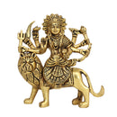 Brass God Shera Vali Maa - intricately designed brass statue featuring Goddess Sherawali Maa, golden finish, divine and powerful deity, perfect for home decor and spiritual spaces, ideal for invoking strength, courage, and protection, symbolizes divine motherhood, valor, and victory, enhances the spiritual energy and fosters a sense of divine presence, a sacred and revered addition to your collection of brass sculptures and figurines.