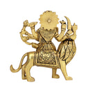Brass God Shera Vali Maa - intricately designed brass statue featuring Goddess Sherawali Maa, golden finish, divine and powerful deity, perfect for home decor and spiritual spaces, ideal for invoking strength, courage, and protection, symbolizes divine motherhood, valor, and victory, enhances the spiritual energy and fosters a sense of divine presence, a sacred and revered addition to your collection of brass sculptures and figurines.