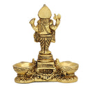  Ethnic Curved Twin pair Ganesh ji Oil Wick Lamp big Diya antique brass decor Diwali Dipawali Festival gift gifts God gold golden home item items love luck pooja puja room Vastu wealth