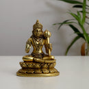 Brass God Hanuman Ji - meticulously crafted brass statue of Lord Hanuman, golden finish, revered and powerful deity, perfect for home decor and spiritual spaces, ideal for invoking strength and protection, symbolizes courage, devotion, and loyalty, enhances the spiritual energy and fosters a sense of divine presence, a sacred and inspiring addition to your collection of brass sculptures and figurines.