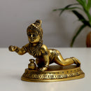 Brass God Krishna Ji - exquisitely crafted brass statue of Lord Krishna, golden finish, beloved and divine deity, perfect for home decor and spiritual spaces, ideal for invoking love and devotion, symbolizes divine playfulness, compassion, and enlightenment, enhances the spiritual energy and fosters a sense of divine presence, a sacred and enchanting addition to your collection of brass sculptures and figurines.