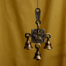 Brass Shera Vali Maa Bells - intricately designed brass bells featuring the Goddess Shera Vali Maa, golden finish, decorative home accent, emits a resonant and divine sound, perfect for invoking the blessings and protection of the goddess, ideal for worship, rituals, and spiritual practices, symbolizes courage, strength, and victory, enhances the ambiance with positive vibrations and divine energy, a sacred and empowering addition to your collection of brass artifacts.