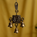 Brass Lakshmi Ganesh Saraswati Bells - exquisitely crafted brass bells featuring the deities Lakshmi, Ganesh, and Saraswati, golden finish, decorative home accent, emits a harmonious and divine sound, perfect for invoking blessings and wisdom, ideal for spiritual practices, rituals, and festive occasions, symbolizes prosperity, success, and knowledge, enhances the ambiance with positive vibrations and divine energy, a sacred and auspicious addition to your collection of brass artifacts.