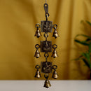 Brass Lakshmi Ganesh Saraswati Bells - exquisitely crafted brass bells featuring the deities Lakshmi, Ganesh, and Saraswati, golden finish, decorative home accent, emits a harmonious and divine sound, perfect for invoking blessings and wisdom, ideal for spiritual practices, rituals, and festive occasions, symbolizes prosperity, success, and knowledge, enhances the ambiance with positive vibrations and divine energy, a sacred and auspicious addition to your collection of brass artifacts.