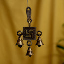 Brass Swastik Bells - beautifully crafted brass bells with Swastik symbol, golden finish, decorative home accent, emits a melodious and auspicious sound, perfect for invoking positive energy and blessings, ideal for spiritual practices, ceremonies, and home decor, symbolizes good luck, prosperity, and spiritual well-being, enhances the ambiance with positive vibrations, a sacred and meaningful addition to your collection of brass artifacts.