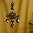 Brass Subh Labh Bells - meticulously designed brass bells with Subh Labh engravings, golden finish, decorative home accent, emits a melodious and auspicious sound, perfect for attracting prosperity and good fortune, ideal for hanging at the entrance or in puja room, symbolizes blessings and abundance, enhances the ambiance with positive vibrations, a traditional and auspicious addition to your collection of brass artifacts.