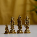 Brass God Ram Darbar - exquisitely crafted brass statue showcasing Lord Ram, Goddess Sita, Lord Lakshmana, and Lord Hanuman, golden finish, divine and revered deities, perfect for home decor and spiritual spaces, ideal for invoking blessings, strength, and righteousness, symbolizes ideal kingship, devotion, and valor, enhances the spiritual energy and fosters a sense of divine presence, a sacred and revered addition to your collection of brass sculptures and figurines."