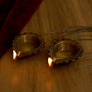 Brass small Akhand Diya - intricately designed brass oil lamp, compact size, traditional Indian Diya, golden finish, decorative home accent, emits a warm and serene glow, ideal for religious ceremonies and meditation, enhances spiritual ambiance and decor.