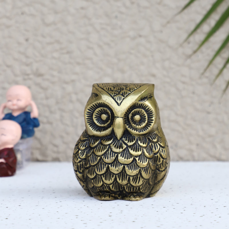 Jaszz Art Brass Owl Statue (Type 1)